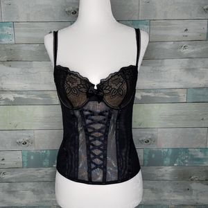 Victorias Secret Very Sexy Black Sheer Bustier 36B